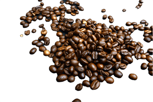 Grãos de café espalhados